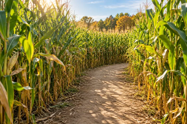 An autumn corn maze at a farm