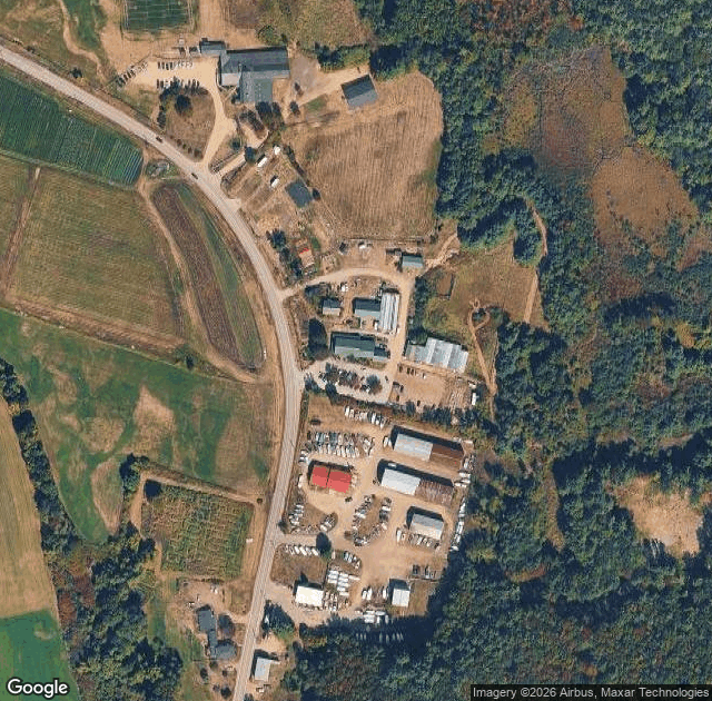 Aerial view of Beans and Greens Farm in Gilford, NH