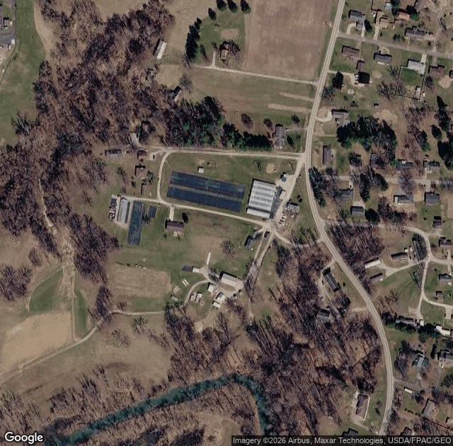Aerial view of Butcher Family Farm in Washington, WV