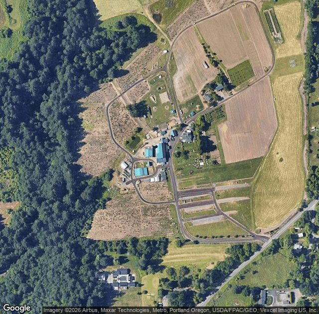 Aerial view of Plumper Pumpkin Patch & Tree Farm in Portland, OR