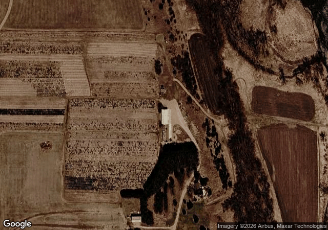 Aerial view of Rivertree Christmas Tree Farm and Pumpkin Patch in Canton, SD