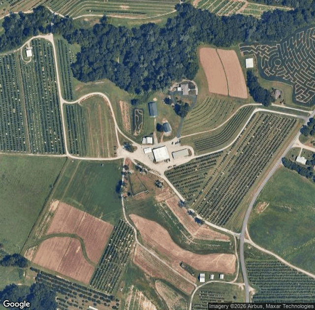 Aerial view of Stepp's Hillcrest Orchard in Hendersonville, NC