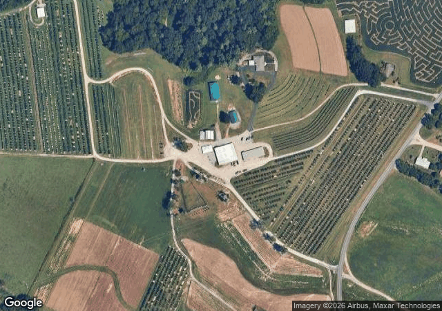 Aerial view of Stepp's Hillcrest Orchard in Hendersonville, NC