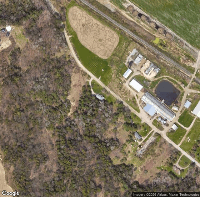 Aerial view of Whitcomb's Land of Pumpkins and Corn Maze in Williston, VT